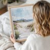 Framed Donegal Coast Watercolor Wall Art - Woman Holding - Portrait