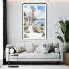 Framed Golden Gate Bridge Watercolor Wall Art - Living Room - Portrait