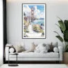 Framed Golden Gate Bridge Watercolor Wall Art - Living Room - Portrait