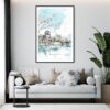 Framed Hiroshima Watercolor Wall Art - Living Room - Portrait
