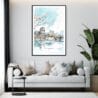 Framed Hiroshima Watercolor Wall Art - Living Room - Portrait
