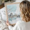 Framed Hiroshima Watercolor Wall Art - Woman Holding - Portrait