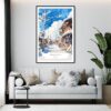 Framed Hokkaido Village Watercolor Wall Art - Living Room - Portrait