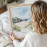 Framed Inishowen Ireland Watercolor Wall Art - Woman Holding - Portrait