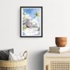 Framed Key West Beach House Watercolor Wall Art - Hallway - Portrait