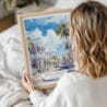 Framed Key West Duval Street Watercolor Wall Art - Woman Holding - Portrait