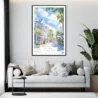 Framed Key West Florida Watercolor Wall Art - Living Room - Portrait