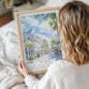 Framed Key West Florida Watercolor Wall Art - Woman Holding - Portrait