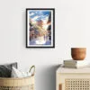 Framed Kyoto Japan Watercolor Wall Art - Hallway - Portrait