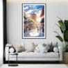 Framed Kyoto Japan Watercolor Wall Art - Living Room - Portrait