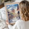 Framed Kyoto Japan Watercolor Wall Art - Woman Holding - Portrait