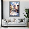 Framed Kyoto Yasaka Pagoda Watercolor Wall Art - Living Room - Portrait