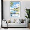 Framed Lake Windermere Lake District Watercolor Wall Art - Living Room - Portrait