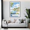 Framed Lake Windermere Lake District Watercolor Wall Art - Living Room - Portrait