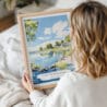 Framed Lake Windermere Lake District Watercolor Wall Art - Woman Holding - Portrait