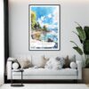 Framed Lake Windermere Watercolor Wall Art - Living Room - Portrait