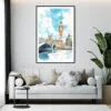 Framed London Big Ben Watercolor Wall Art - Living Room - Portrait