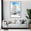 Framed London Tower Bridge Watercolor Wall Art - Living Room - Portrait
