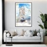 Framed London Tower Bridge Watercolor Wall Art - Living Room - Portrait