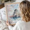 Framed Osaka Japan Watercolor Wall Art - Woman Holding - Portrait
