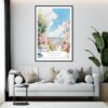 Framed San Francisco Lombard Street Watercolor Wall Art - Living Room - Portrait