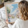 Framed San Francisco Lombard Street Watercolor Wall Art - Woman Holding - Portrait