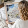 Framed San Francisco Painted Ladies Watercolor Wall Art - Woman Holding - Portrait