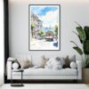 Framed San Francisco Tram Watercolor Wall Art - Living Room - Portrait