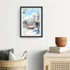 Framed San Francisco Watercolor Wall Art - Hallway - Portrait