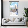 Framed San Francisco Watercolor Wall Art - Living Room - Portrait