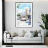 Framed San Francisco Watercolor Wall Art - Living Room - Portrait