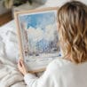 Framed Sapporo Japan Watercolor Wall Art - Woman Holding - Portrait