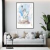 Framed Statue of Liberty Watercolor Wall Art - Living Room - Portrait