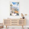 Funchal Portugal Watercolor Art Print - Shelf - Portrait