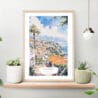 Funchal Portugal Watercolor Art Print on shelf