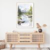 Grand Teton National Park Watercolor Art Print - Shelf - Portrait