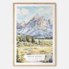 Grand Teton Watercolor Art Print - Main - Wood Frame