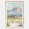 Grand Teton Watercolor Art Print - Main - Wood Frame
