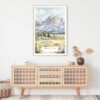 Grand Teton Watercolor Art Print - Shelf - Portrait