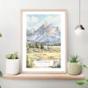 Grand Teton Watercolor Art Print on shelf