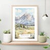 Grand Teton Watercolor Art Print on shelf