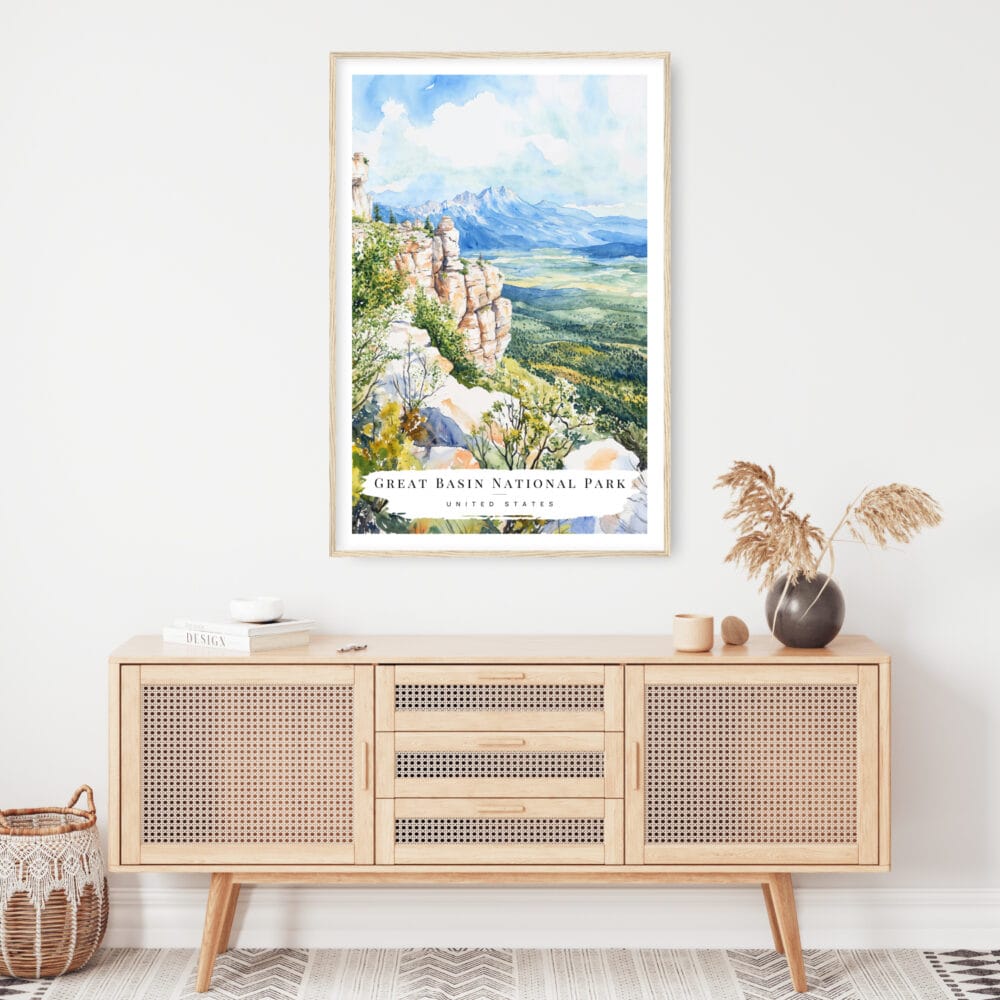 Great Basin National Park Watercolor Art Print - Shelf - Portrait Great Basin National Park Watercolor Art Print - Shelf - Portrait