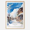 Hokkaido Village Watercolor Art Print - Main - Wood Frame