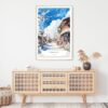 Hokkaido Village Watercolor Art Print - Shelf - Portrait