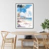 Honolulu Waikiki Beach Watercolor Art Print - Kitchen Wall Art - Portrait