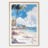 Honolulu Waikiki Beach Watercolor Art Print - Main - Wood Frame