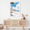 Honolulu Waikiki Beach Watercolor Art Print - Shelf - Portrait