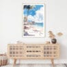 Honolulu Waikiki Beach Watercolor Art Print - Shelf - Portrait