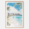 Honolulu Watercolor Art Print - Main - Wood Frame