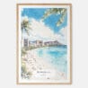 Honolulu Watercolor Art Print - Main - Wood Frame